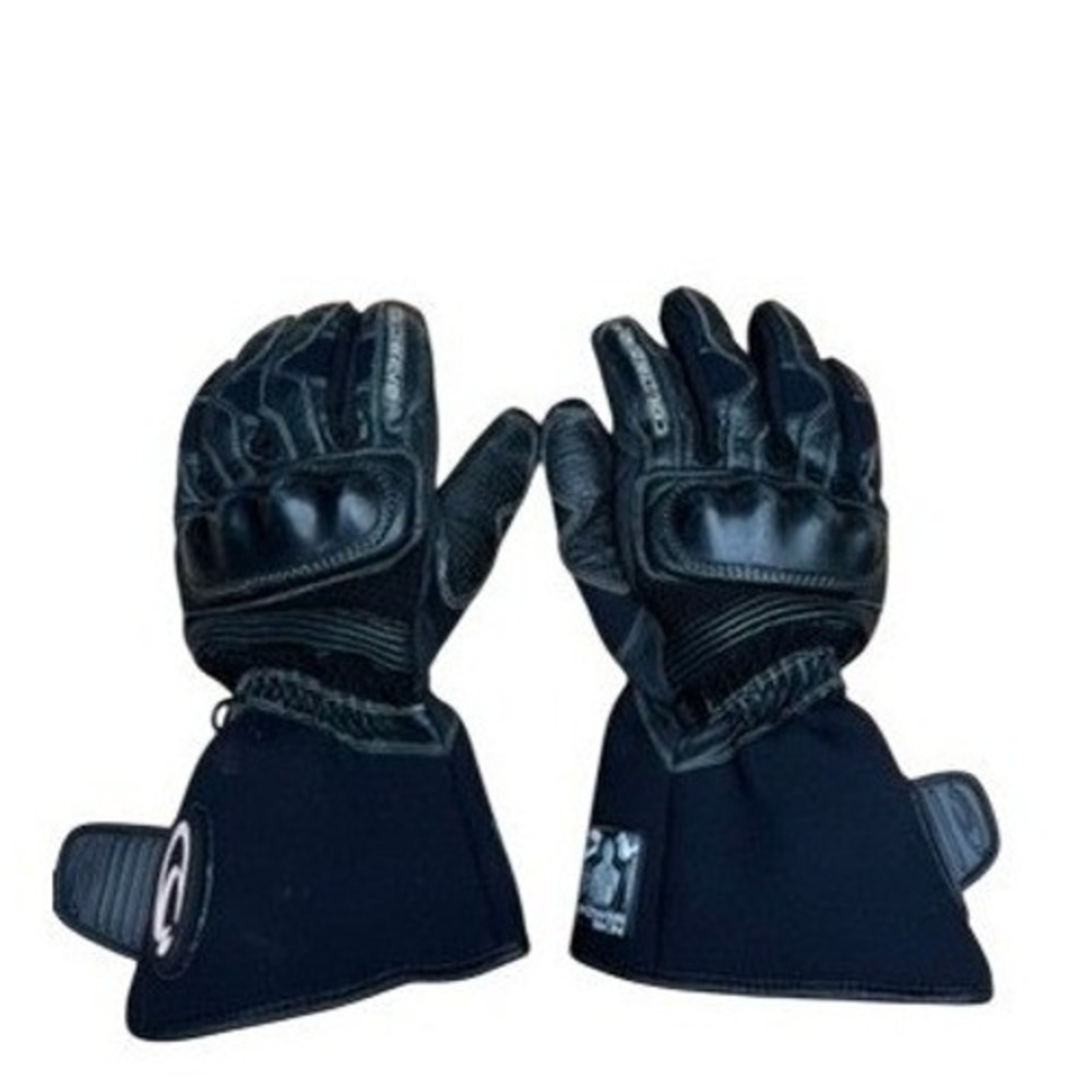 "COLDWAVE" Mens Black Leather‎ Motorcycle Riding Gloves Size L Windproof  SZ L